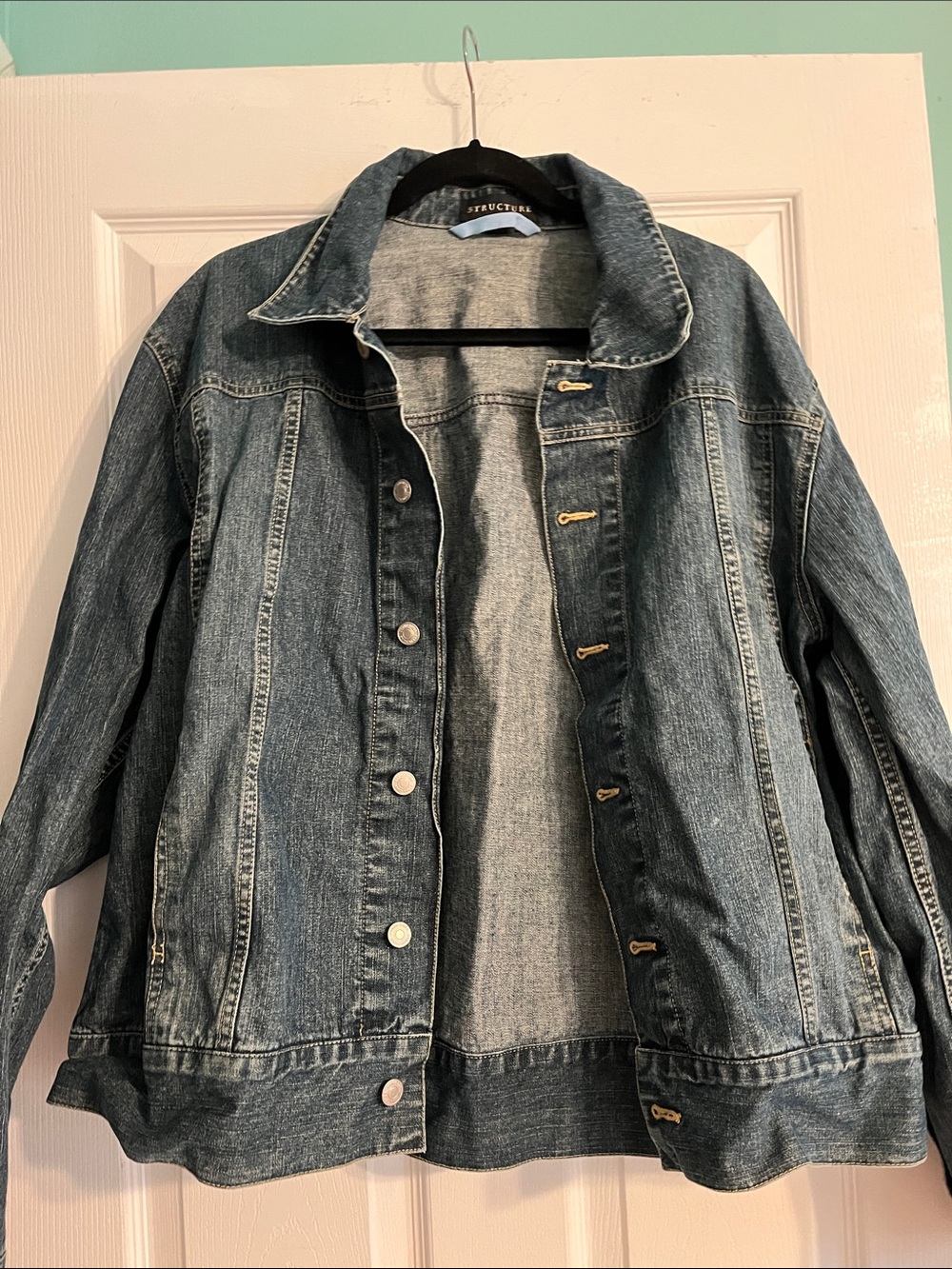 Men’s Structure Denim Trucker Jacket - Distressed Blue